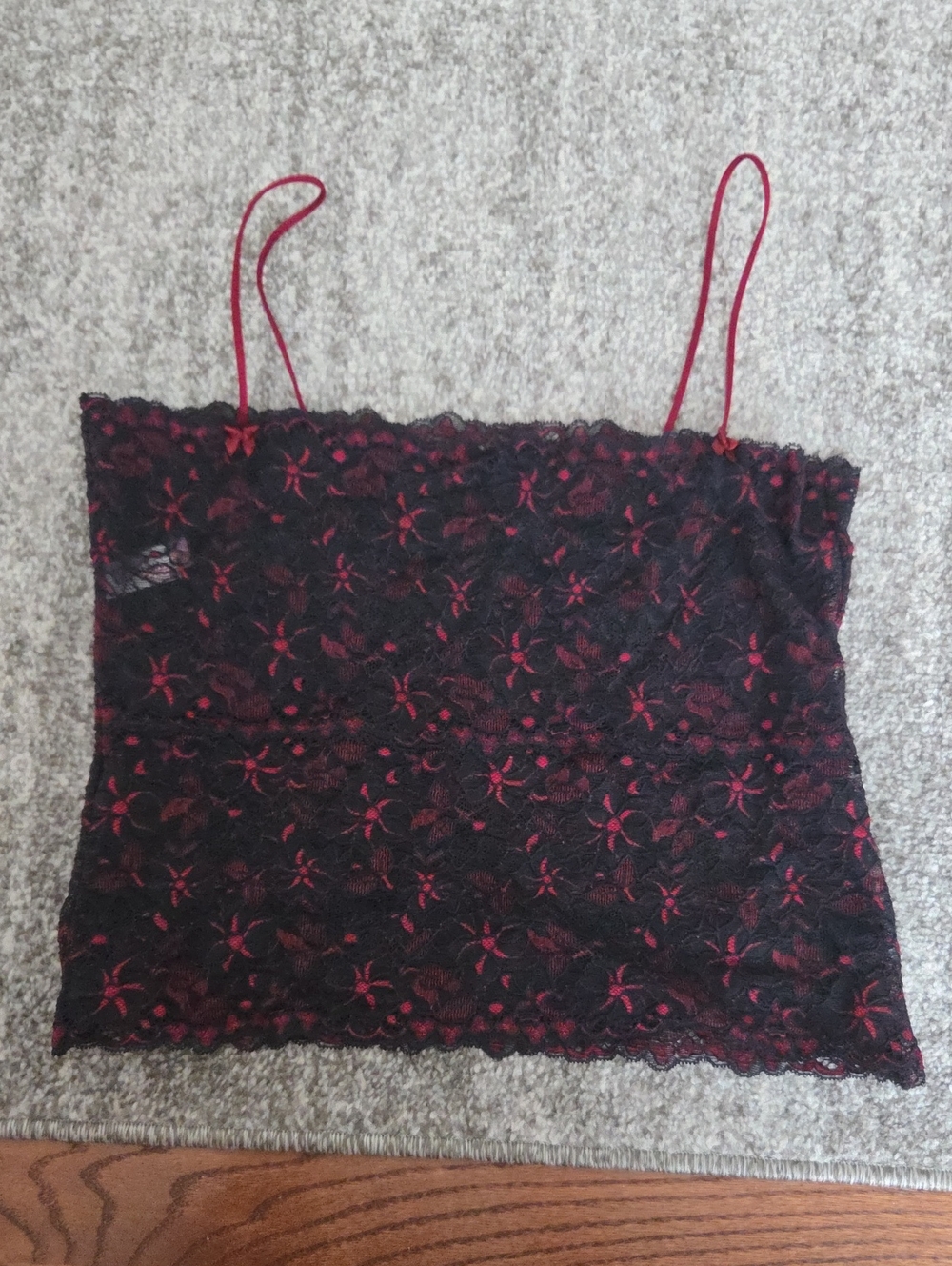 Parisa By Amir Black And Red Lace Camisole